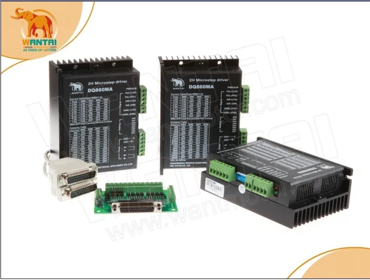 

US FREE SHIP!3PCS Wantai Stepper Motor Driver DQ860MA 80V 7.8A 256Micro CNC Router Mill Cut Laser+Breakout Board &Cable