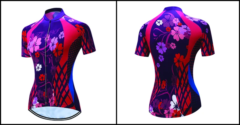 TELEYI летние женские Ropa Ciclismo красный цветок дышащая одежда MTB для велосипедистов велосипедная одежда из Джерси для гонок велосипед Pro команда Велосипедная одежда T#12