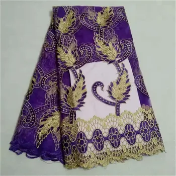 

Purple African Lace Fabric Embroidered Nigerian Laces Fabric Bridal High Quality French Tulle Lace Fabric For Wedding Party
