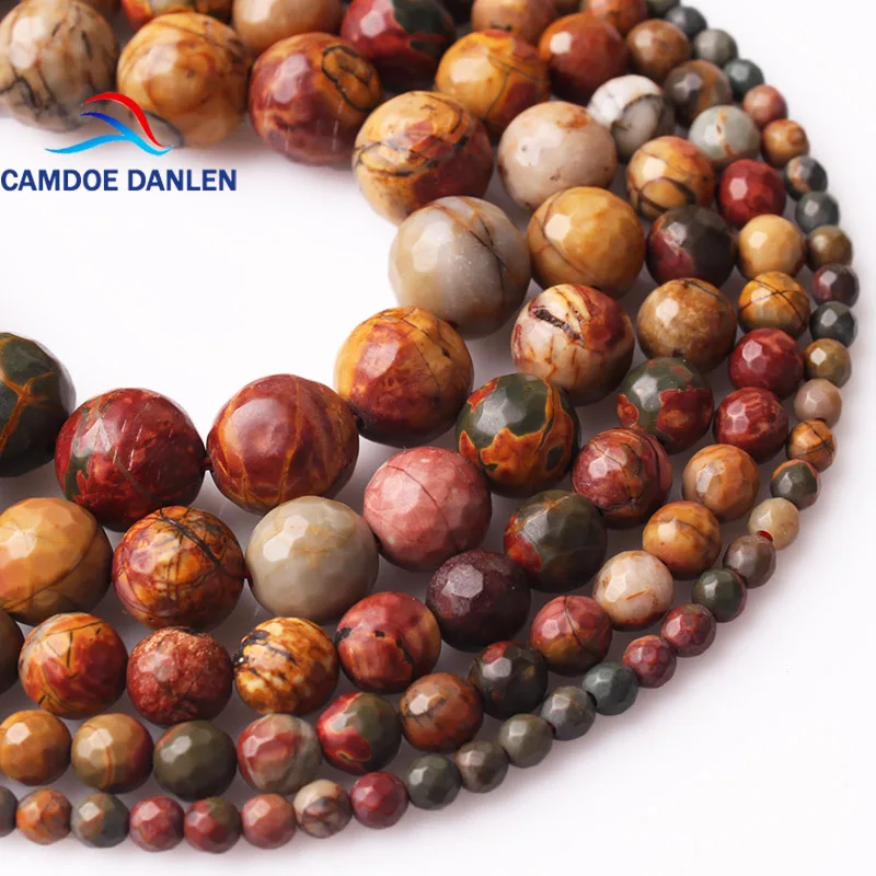 

CAMDOE DANLEN Natural Stone Mix Color Faceted Picasso 4 6 8 10 12MM Round Handmade Beads Diy Bracelet Earrings jewelry Making