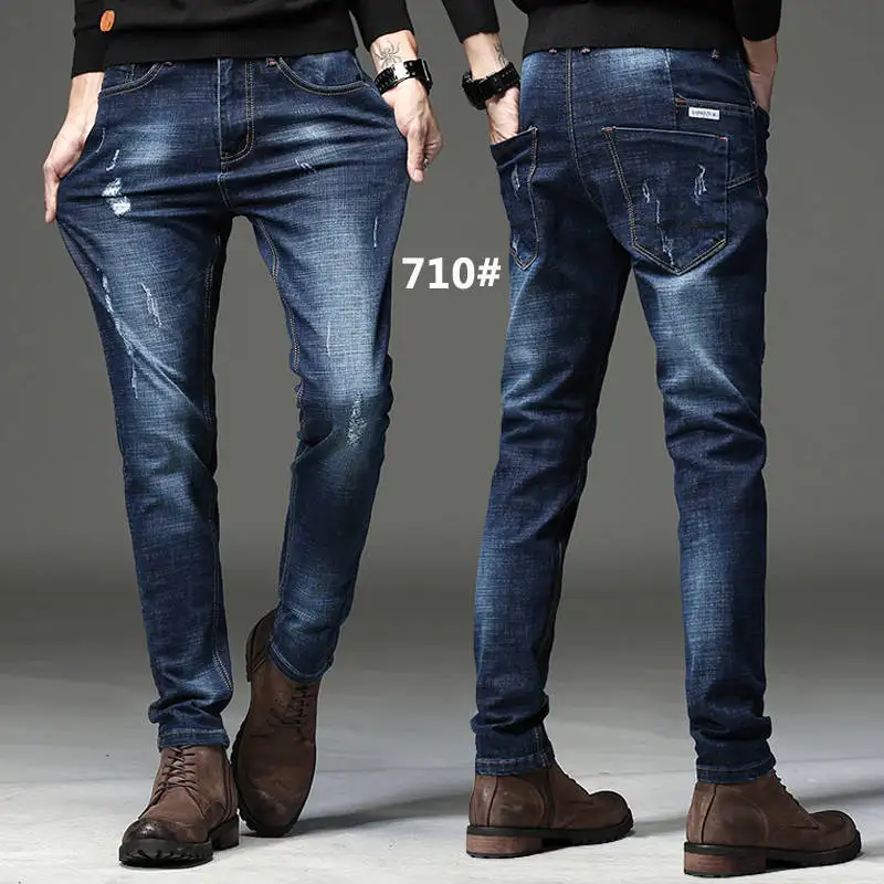 Autumn Men's Jeans Men's Slim and Small Feet Winter Style Thickening Winter Jeans Winter Pants Men's Wear hip hop