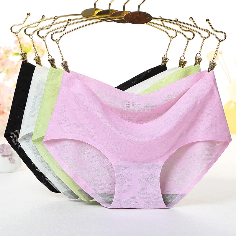 Womens Sexy Viscose Seamless Lace Jacquard Hollow out Underwear Panties