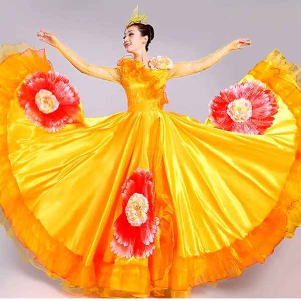 2018 new opening long-sleeved high-density pearl yarn petal dance skirt04