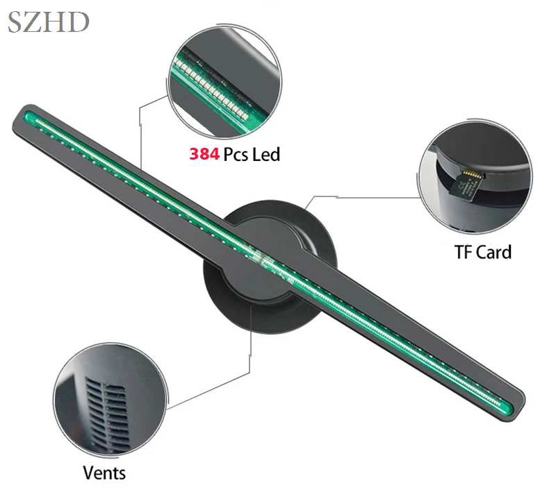 Новые дешевые 384 светодиодов Wi-Fi приложение 42 см голографический вентилятор 3d голографический дисплей с разрешением 800*800 высокое качество изображения