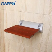 Shower Stool Chair Folding Seat Wall-Mounted GAPPO Bathroom Solid-Wood Toilet Relax