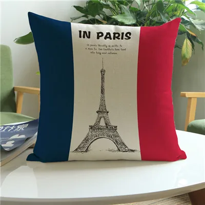 Париж Эйфелева башня узор хлопок лен наволочка стул талия наволочка простой стиль наволочка домашний декор - Цвет: 2