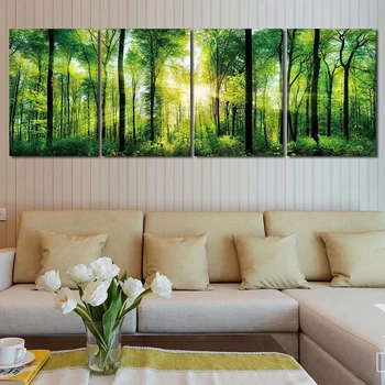 

Full place diy diamond painting 5d diamond embroidery forest trees green 4 pieces mosaic pattern cross stitch triptych wall