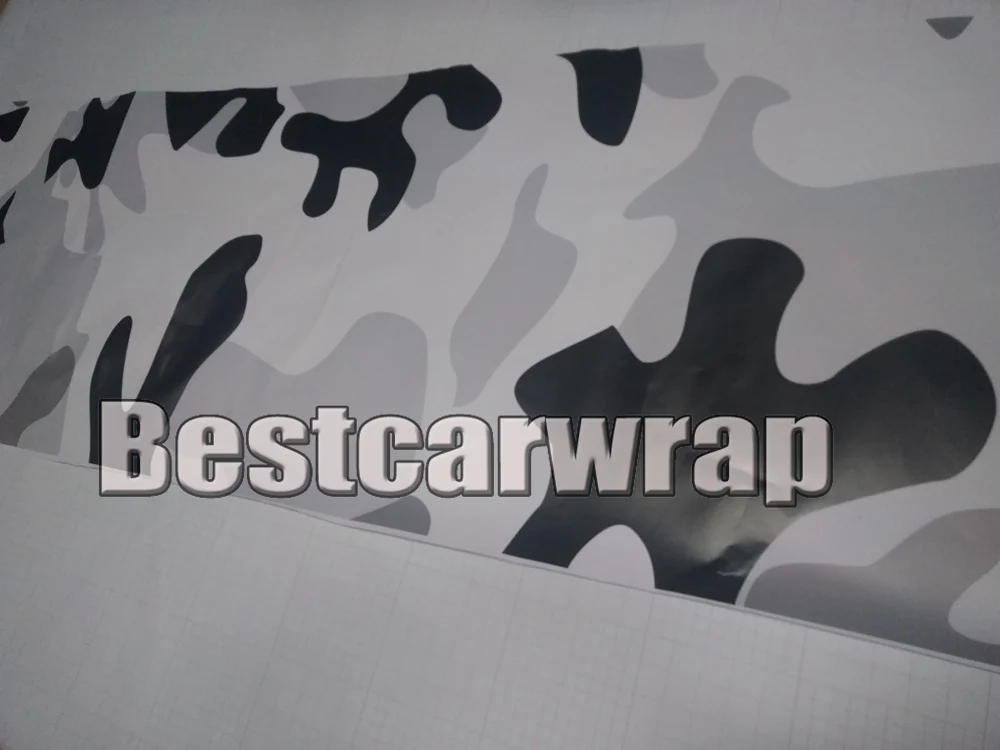 669 Snow camouflage vinyl car wrapping film full truck white winter covering (6)