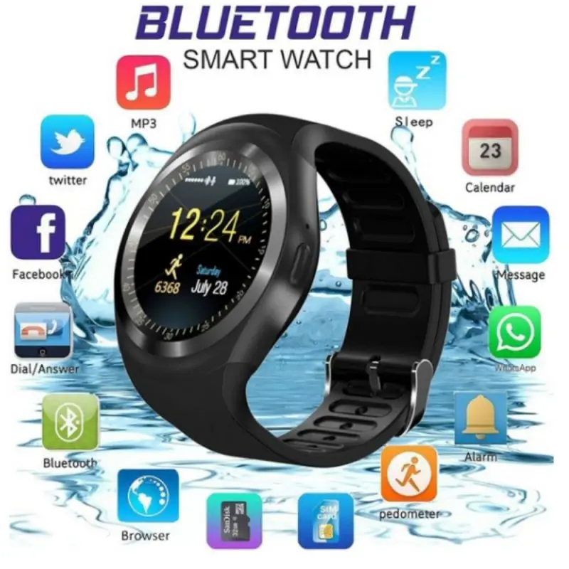 

Bluetooth Y1 Smart Watch Relogio Android SmartWatch Phone Call GSM Sim Remote Camera Information Display Sports Pedometer