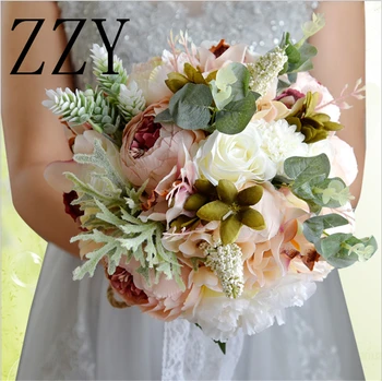 

New Arrival 2019 Hot Wedding Bouquet Succulent Plants Green Artificial Bridal Bouquets Women bouquet de mariage Free Shipping