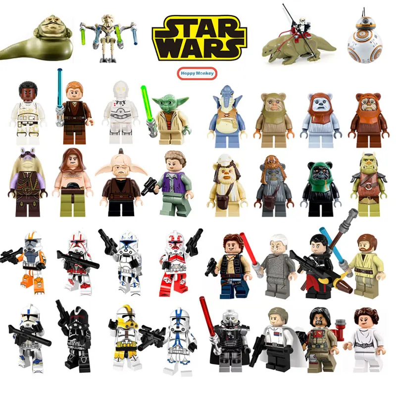 

Star Building Blocks Wars Jedi Chewbacca Han solo Darth Vader legoing Figures Jango Fett Obi Wan Models Toys for children bk37