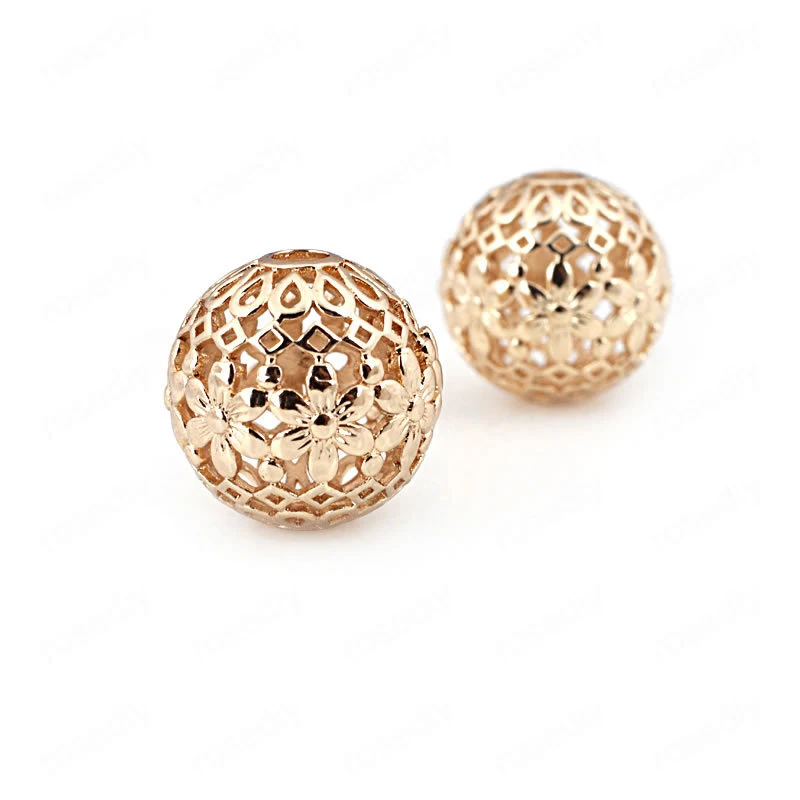 

4PCS 13MM 17MM 24K Champagne Gold Color Plated Brass Hollow Flower Spacer Beads High Quality Diy Jewelry Accessories