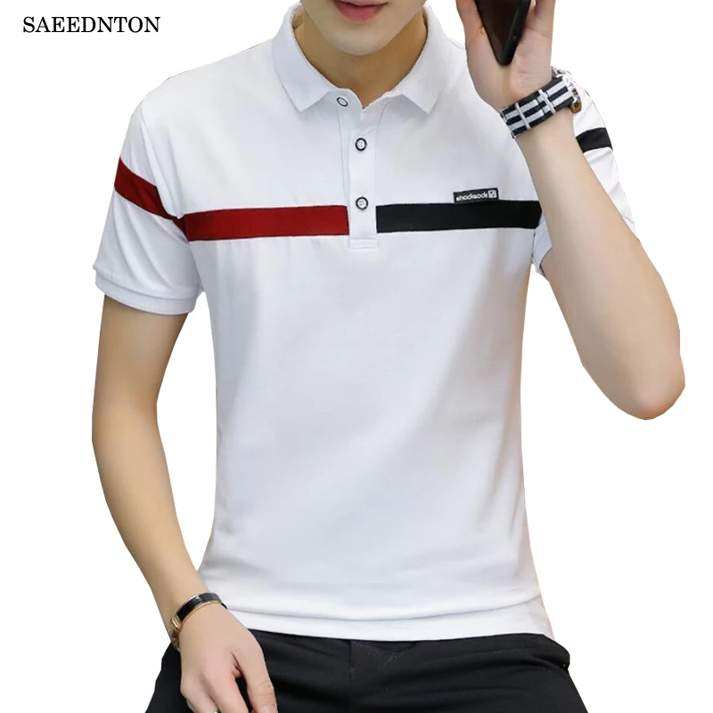 

mens Polo Shirt Brands High Quality Cotton Short Sleeve Turn-down Collar Red Black Patchwork Business Casual Homme Tops Tees