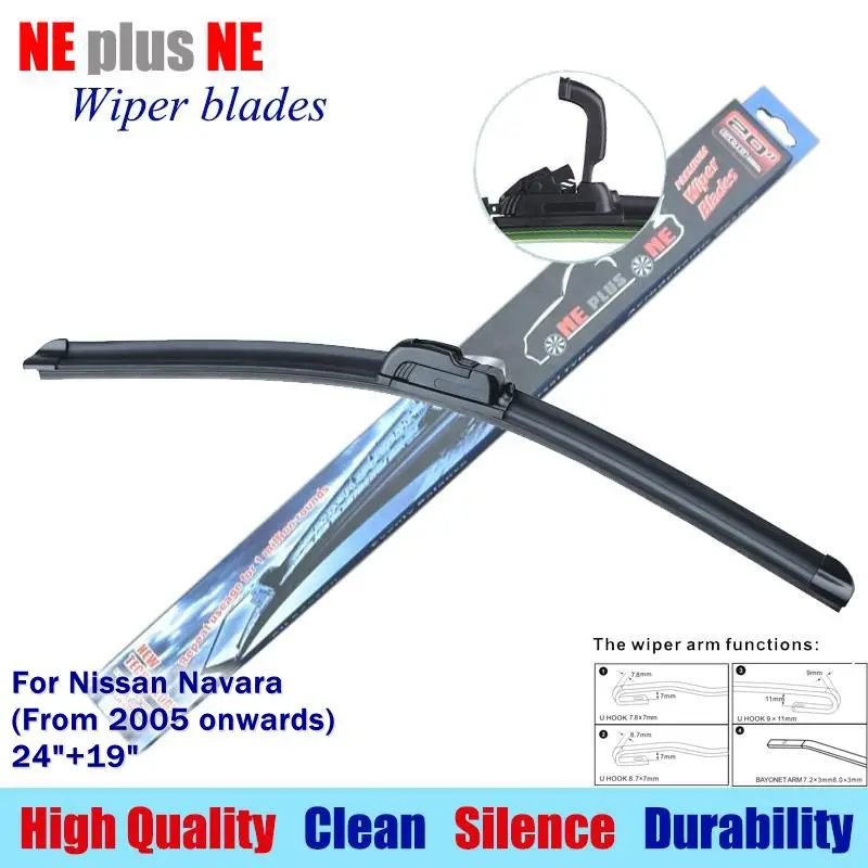 Wiper blades for Nissan Navara (From 2005 onwards) 24"+19" Rubber fit