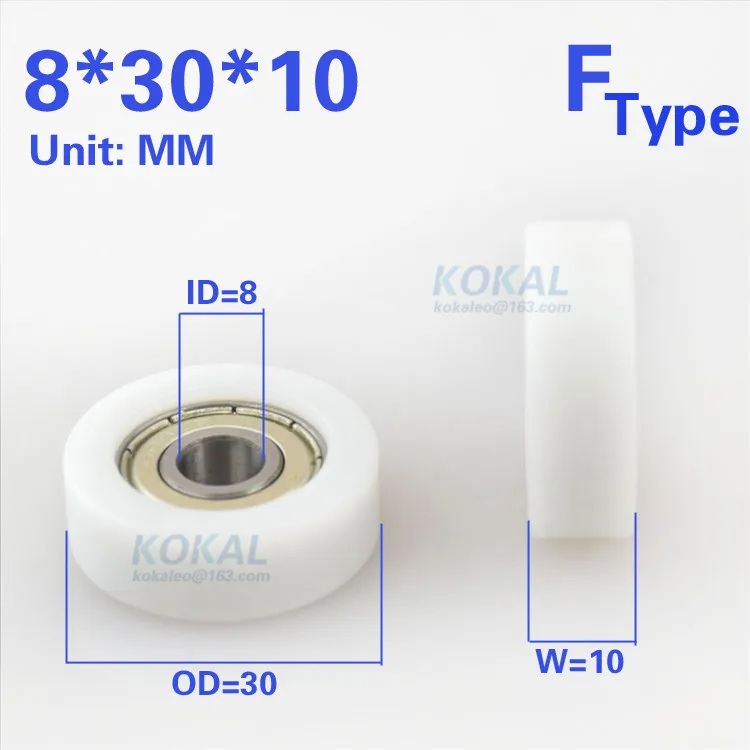 

[F0830-10]Free shipping high quality ball bearing inner 8mm flat type plastic POM pulley roller 8*30*10mm 0830K