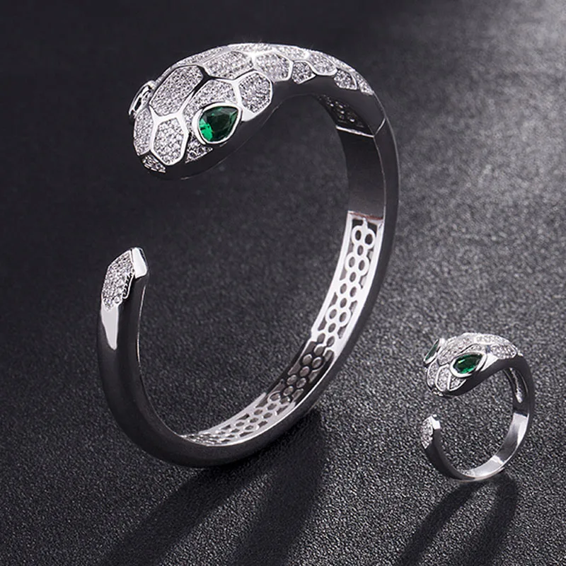 

Green Cubic Zircon Snake Animal Bangle For Men Jewelry Brand cubic Zirconia Love Bangle Anel Men Anniversary Jewelry