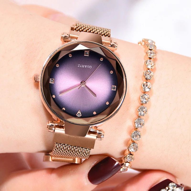 

Hot Sale Starry Sky Watch Women Luxury Geometric Surface Magnetic Quartz Wristwatches Female Diamond Watches reloj mujer 2019