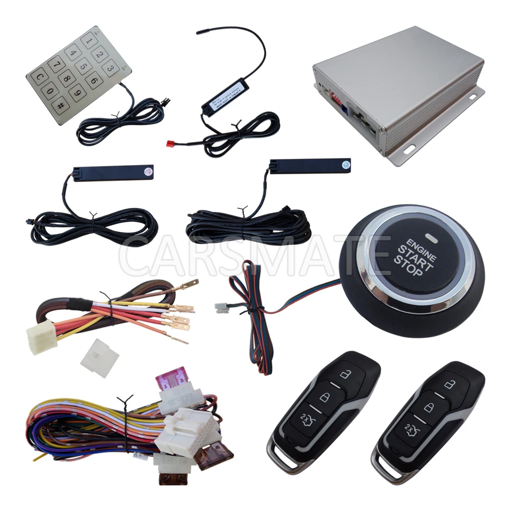 

New PKE Car Alarm System Passive Keyless Entry PKE On Off By Remote Control Push Start & Remote Start Remote Trunk Release