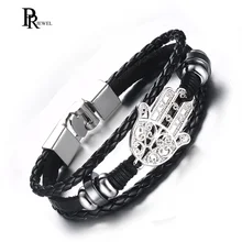 Прямая поставка, винтажный кожаный браслет из сплава для мужчин, обертывание на запястье, браслет из натуральной кожи