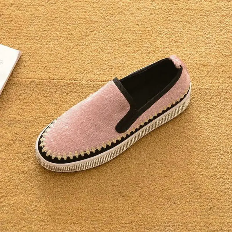 2019 New Pink Yellow Thick Soled Horse Hair Shoes Womenspring And