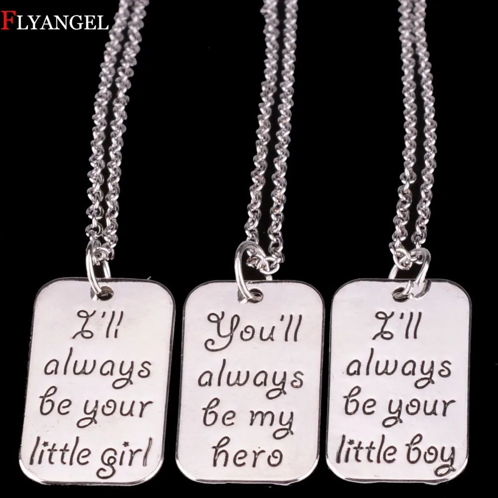 Top Quality"Little Girl,Little Boy,My Hero" Letter Pendant Necklace For