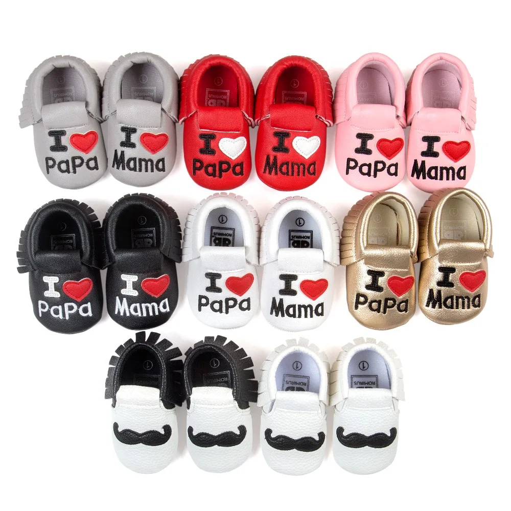 I love papa mama-baskets en cuir | mocassins pour bébé fille et garçon, chaussures de sport à semelle souple, mocassins à la mode, chaussures de nouveau-né, cx120c