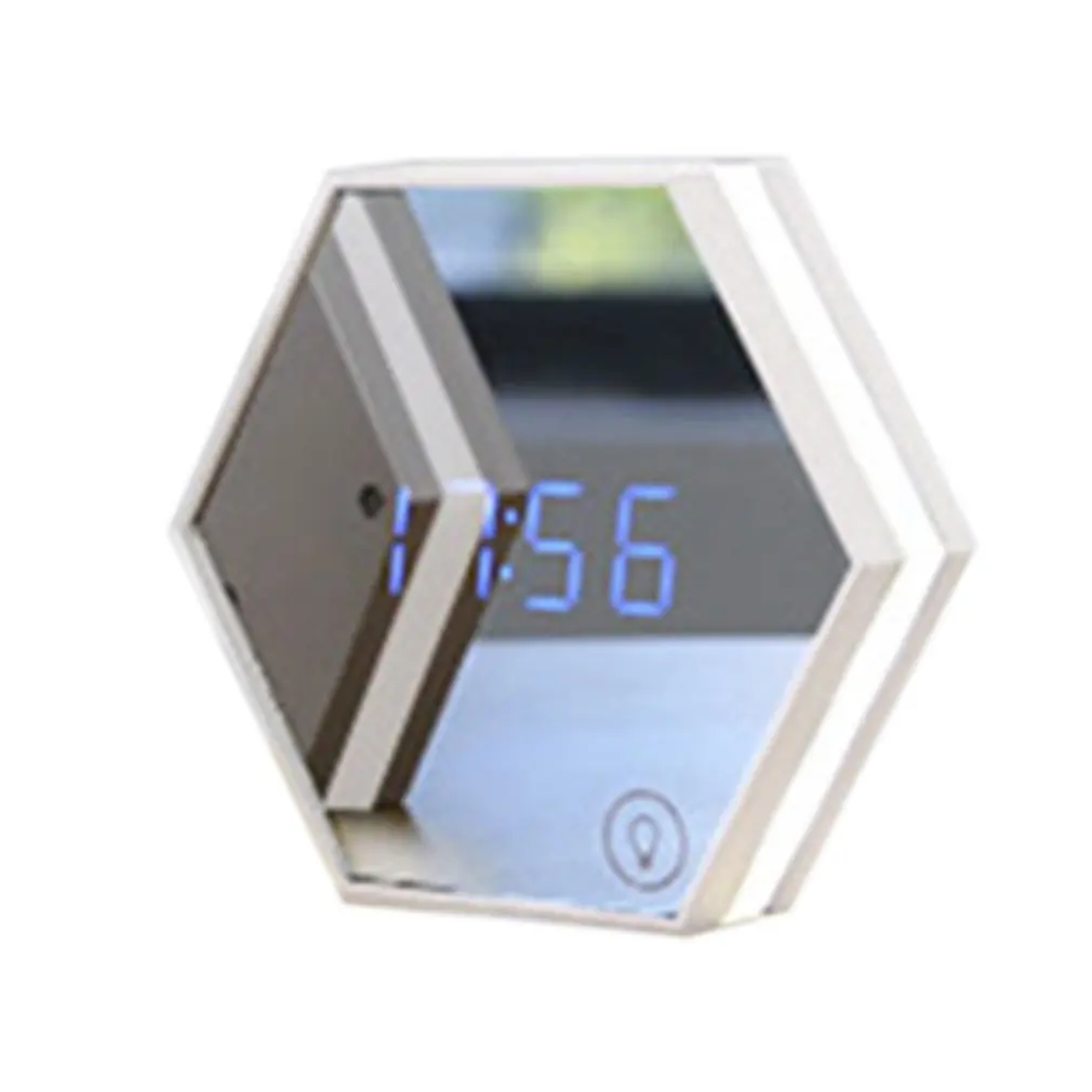 

Multi-functional LED Alarm Clock Mirror Display Cosmetic Mirror Electronic thermometer Night Light for Office Home