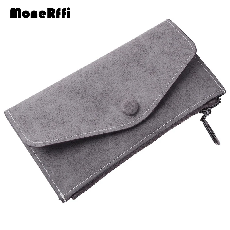 

MoneRffi Women's Envelope Long Wallet Zipper Scrub -Thin Casual Bag Female Multiple Ladies PU Leather Money Bag Handbag
