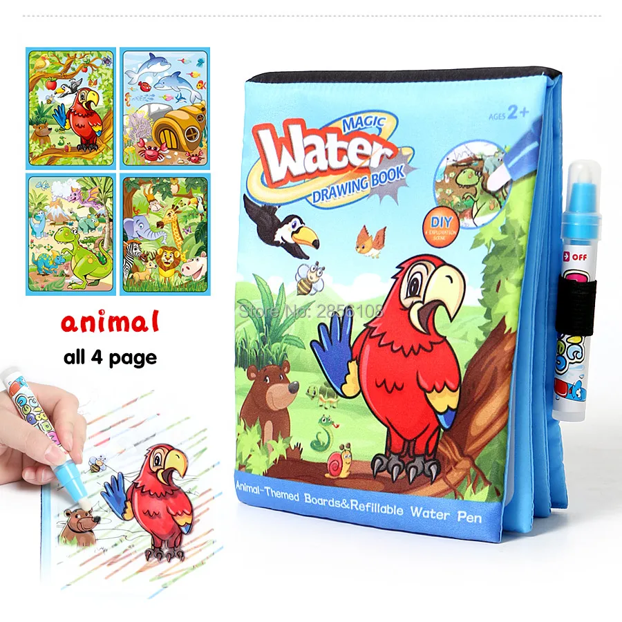 

DIY water drawing book animal building family theme 6 styles,painting graffiti board coloring book for baby educational toy