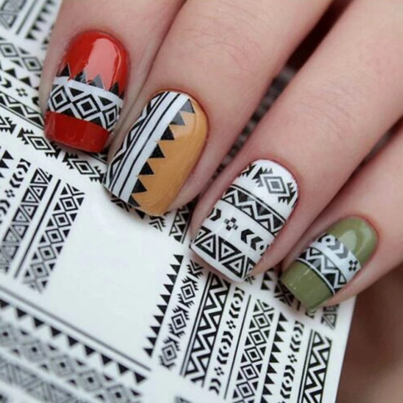

LNRRABC Fashion Simple Nail Art Sticker 3D Design Water Transfer Stickers Manicure Tips Hollow Decal Decoration Sticker & Decal