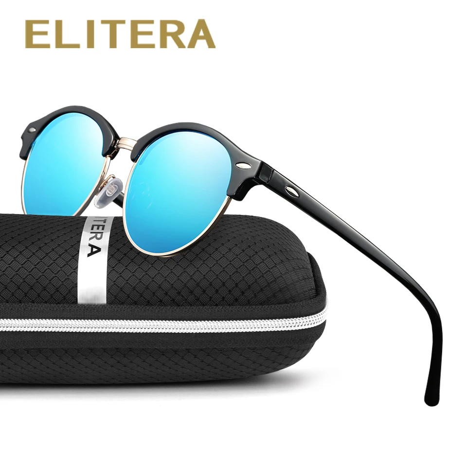 

ELITERA New Polarized Sunglasses Men/Women Retro Rivet High Quality HD Lens Brand Design Sun Glasses Female Oculos