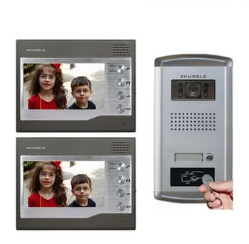 

ZHUDELE FRID Panel Home Security 2X7" Video Door Phone Monitor Intercom Doorbell+1X700TVL HD IR Camera with Waterproof Cover