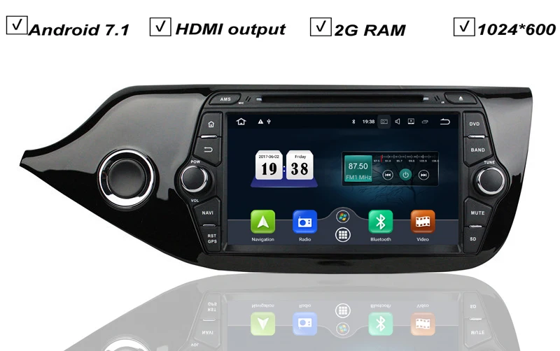 8'' Car Android 7.1 DVD GPS Player SAT NAVI for KIA CEED 2014 Radio