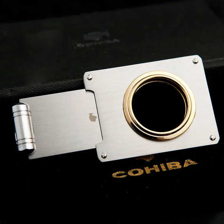 Гаджеты COHIBA одно лезвие из нержавеющей стали Острый золотой P нож для обрезки сигары Карманный гаджет Zigarre кубинские принадлежности для курения 736B