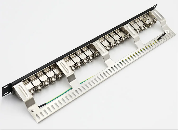 Cat7 Cat6A модульная коммутационная панель 24 порта 1U экран для модулей Keystone 19