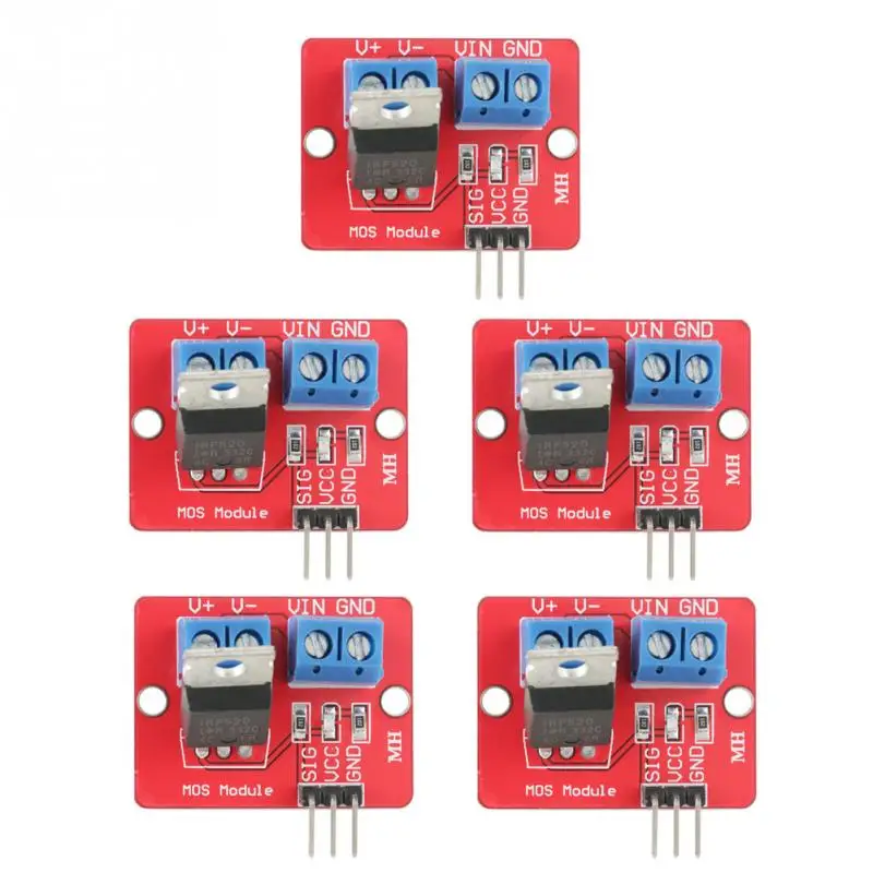 IRF520 драйвер платы 5 шт. PWM 3 V/5V Мощность MOS модуль затемнения светодиодный Выход 0