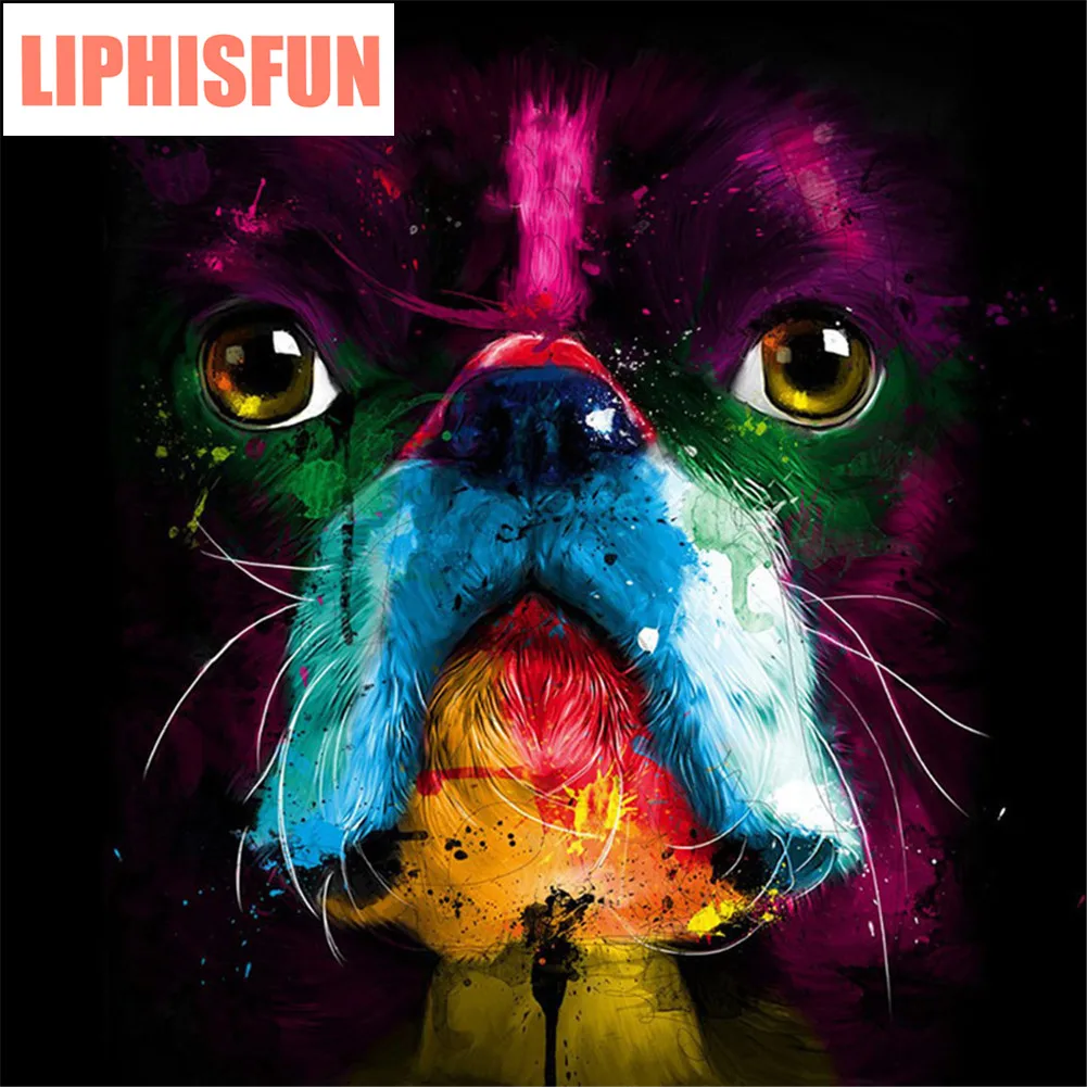 LIPHISFUN Full Square Diamond 5D Diy Painting Pet Dog Embroidery Cross Stitch Rhinestone Mosaic Home Decor Gift | Дом и сад