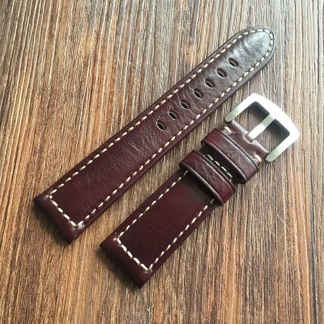 luxury High end Men 22mm 20mm Straps Handmade Italian Brown Vintage