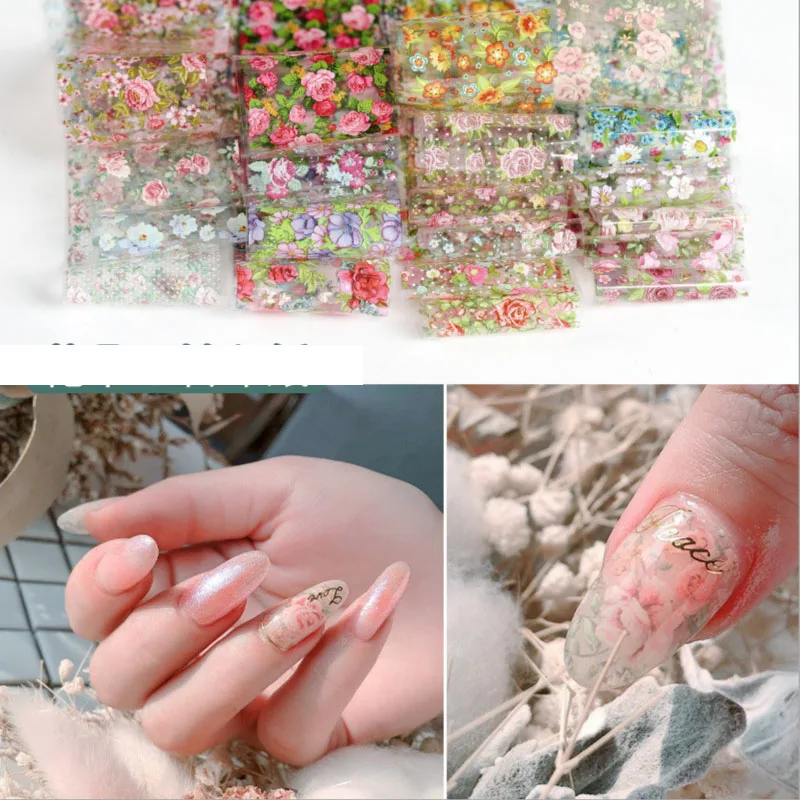 

1pcs Charm Colorful Flower Series Holographic Nail Foil Star Stickers Nail Foil Sticker Decal Manicure Accessories 4*50cm 2019
