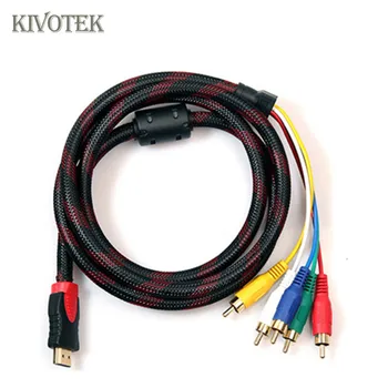 

KIVOTEK 5PCS/Lot 5 Feet/1.5M HDMI Male to AV/5RCA Video Audio Cable,For HDTV Plasma TV/most LCD Project Adapter Cable