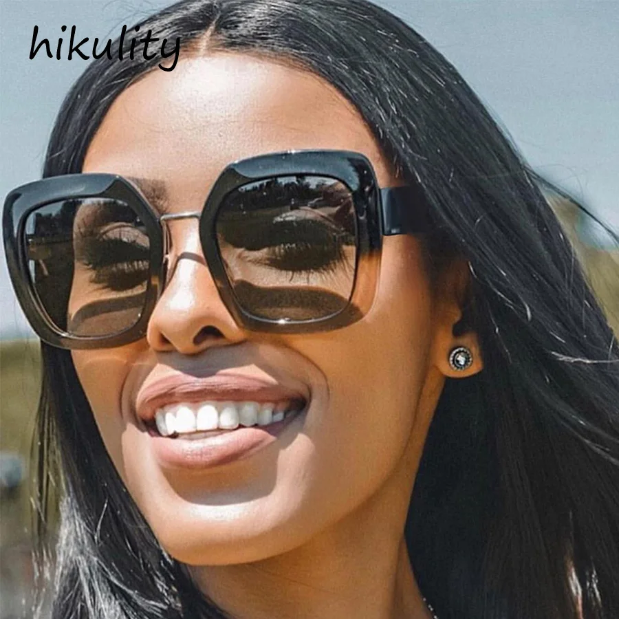 

81112 Polygon Vintage Sunglasses Women Brand Designer Oversized Gradient Ladies Shades Big Frame Sun Glasses Female UV Protect