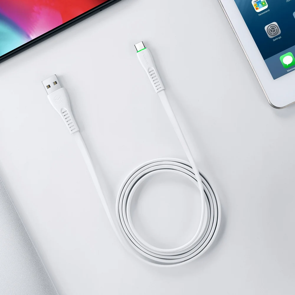 Mcdodo usb type-C кабель 3A быстрая зарядка QC3.0 для samsung S10 huawei xiaomi redmi note 7 Pro зарядное устройство для телефона светодиодный USB C кабель для передачи данных - Цвет: White