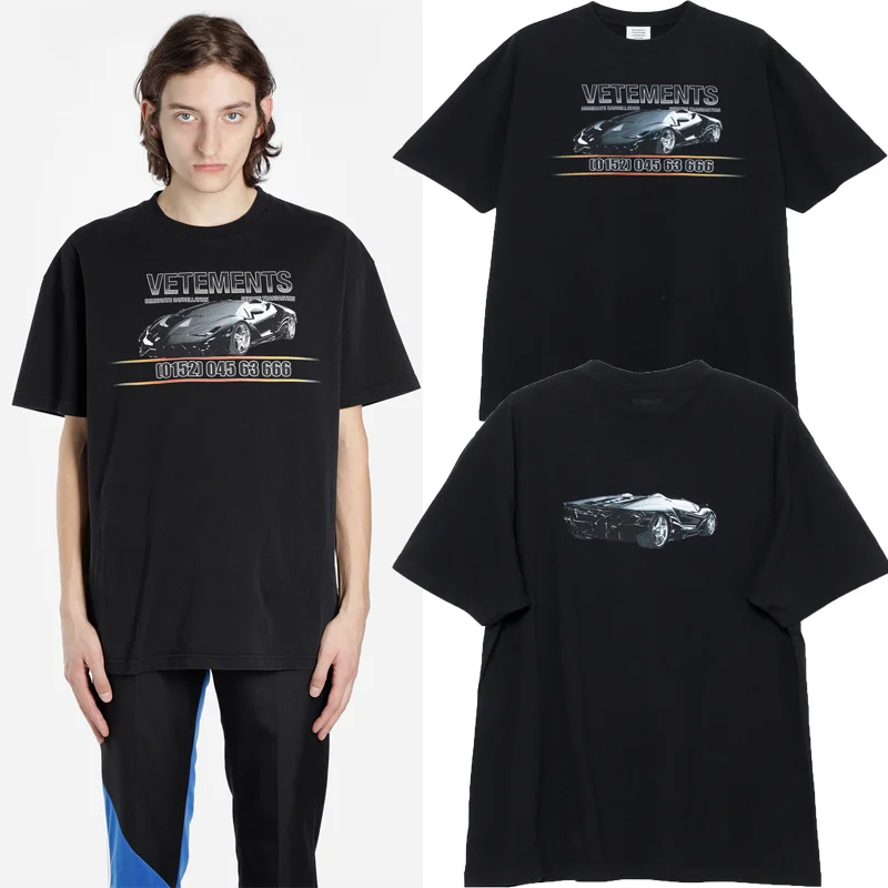 

19SS Vetements T Shirts 1:1 Real Tags Cotton Lamborghini Car Print Top Tees Streetwear Hip Hop fog Tshirt Kanye West
