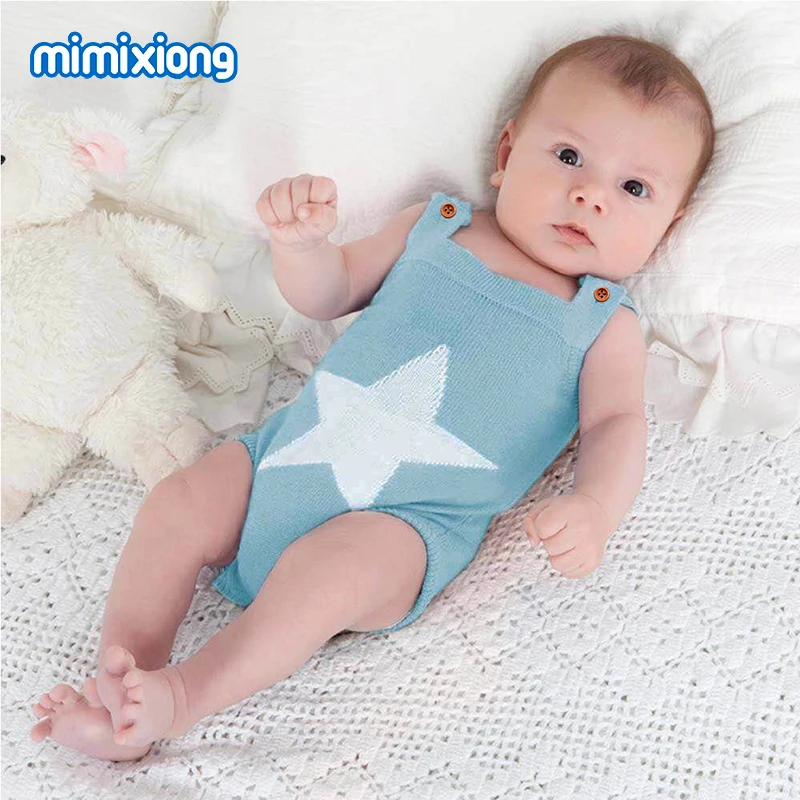 

Five Star Crocheted Baby Girl Body Suits Summer Thin Newborn Boys Sunsuits Coveralls Sleeveless Toddler Infant Jumpsuits Clothes