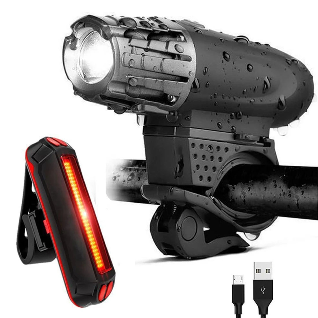 Горячая USB Перезаряжаемые велосипедный светильник светодиодный Водонепроницаемый спереди светильник хвост светильник комплект велосипедный головной светильник Задний габаритный фонарь