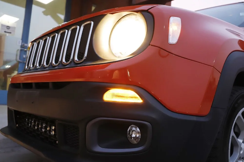 Светодиодный светильник дневного света с прозрачными линзами для Jeep Renegade-, высокомощный светодиодный Белый DRL и янтарный указатели поворота