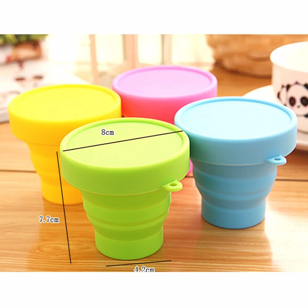 Outdoor tableware New Portable Silicone Retractable Folding Water Cup Travel Camping Telescopic Collapsible Soft Drinking Cups