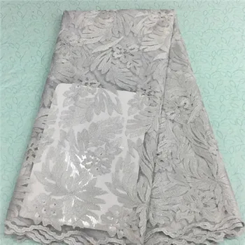 

Nigerian French Net Lace Tulle Embroidered Swiss Voile Lace 2017 African Lace Fabrics With Stone For Nigerian Wedding 5yards 65
