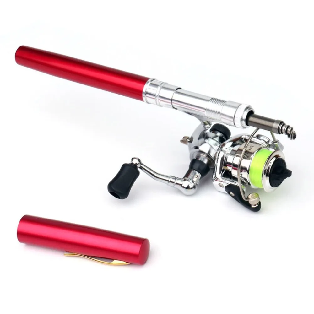 Vara de Pesca Pólo de Pesca com Carretel Carretel de Pesca de Metal Portátil tipo Caneta Pesca ao ar Mini Telescópica de Pesca de Metal Livre Enfrentar Acessórios 13 Varas de pescar