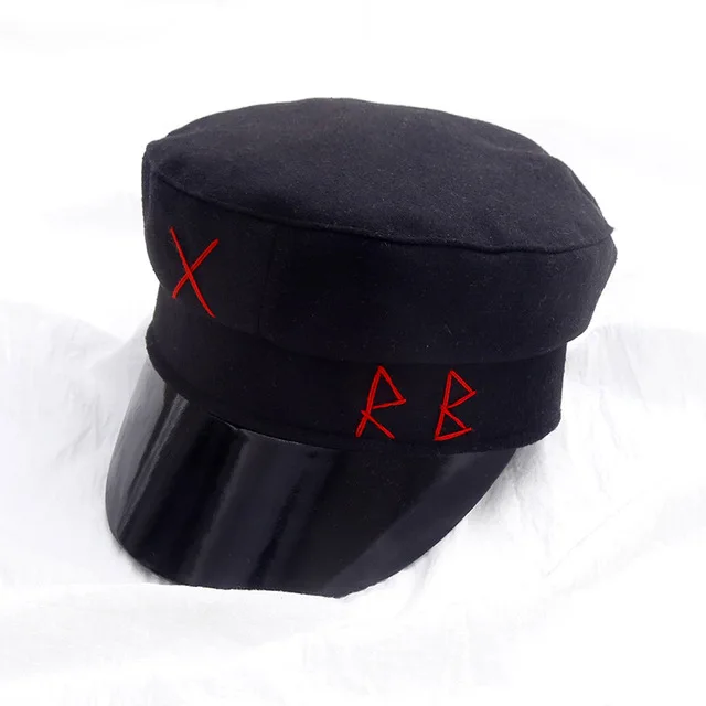 Модные высококачественные армейские кепки для женщин и мужчин, трендовая плоская кепка, весенне-осенняя Кепка для газетчика, старинная буква с вышивкой - Цвет: Black